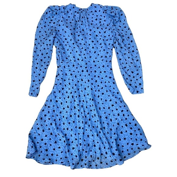 Rebecca Taylor Womens Nova Dot Clip Silk Wrap Mini Dress Long Sleeve Blue Size 0 - Picture 8 of 13